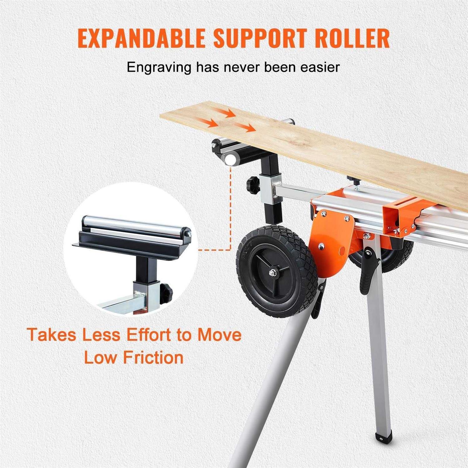 VEVOR 100in Miter Saw Stand with One-piece Mounting Brackets Sliding Rail 500lbs - Image 5
