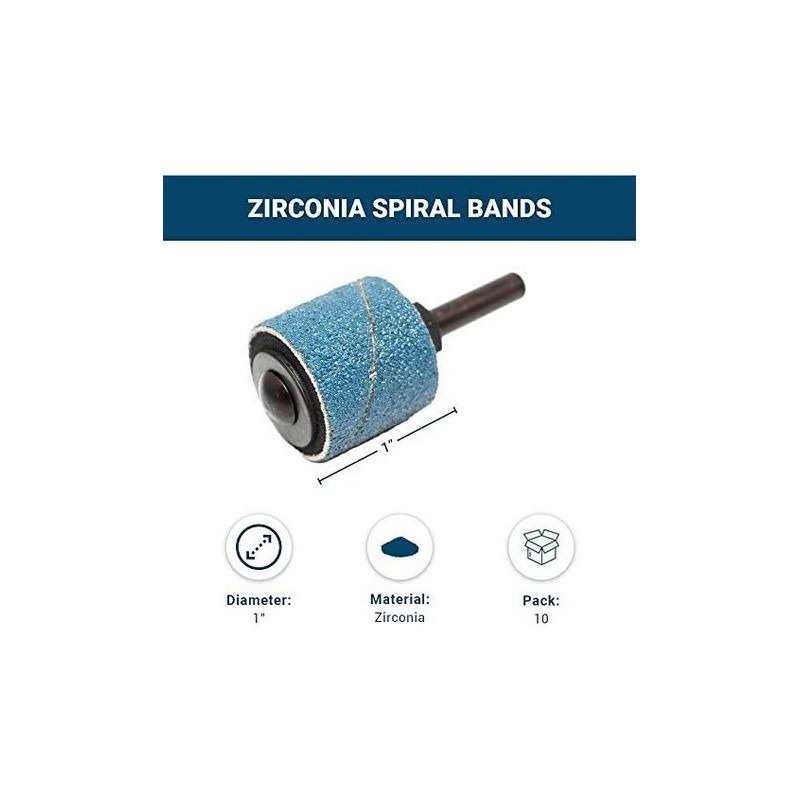 Benchmark Abrasives 1â Zirconia Abrasive Spiral Band Sleeves for Die Grinder - Image 3