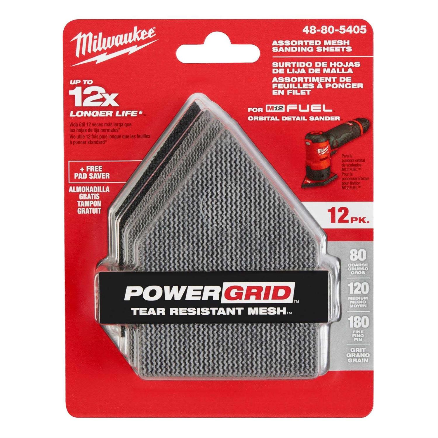 Milwaukee 48-80-5405 Assorted 80 120 & 180 Grit Mesh Sanding Sheets for M12 FUEL Orbital Detail Sander - Image 3