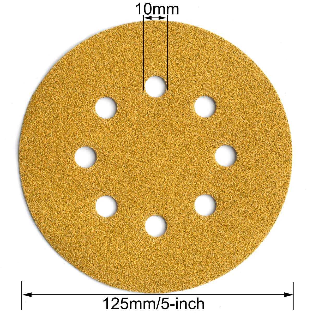 Aiyard 5-Inch 8-Hole Hook and Loop Sanding Discs Random Orbit Sandpaper - Image 4