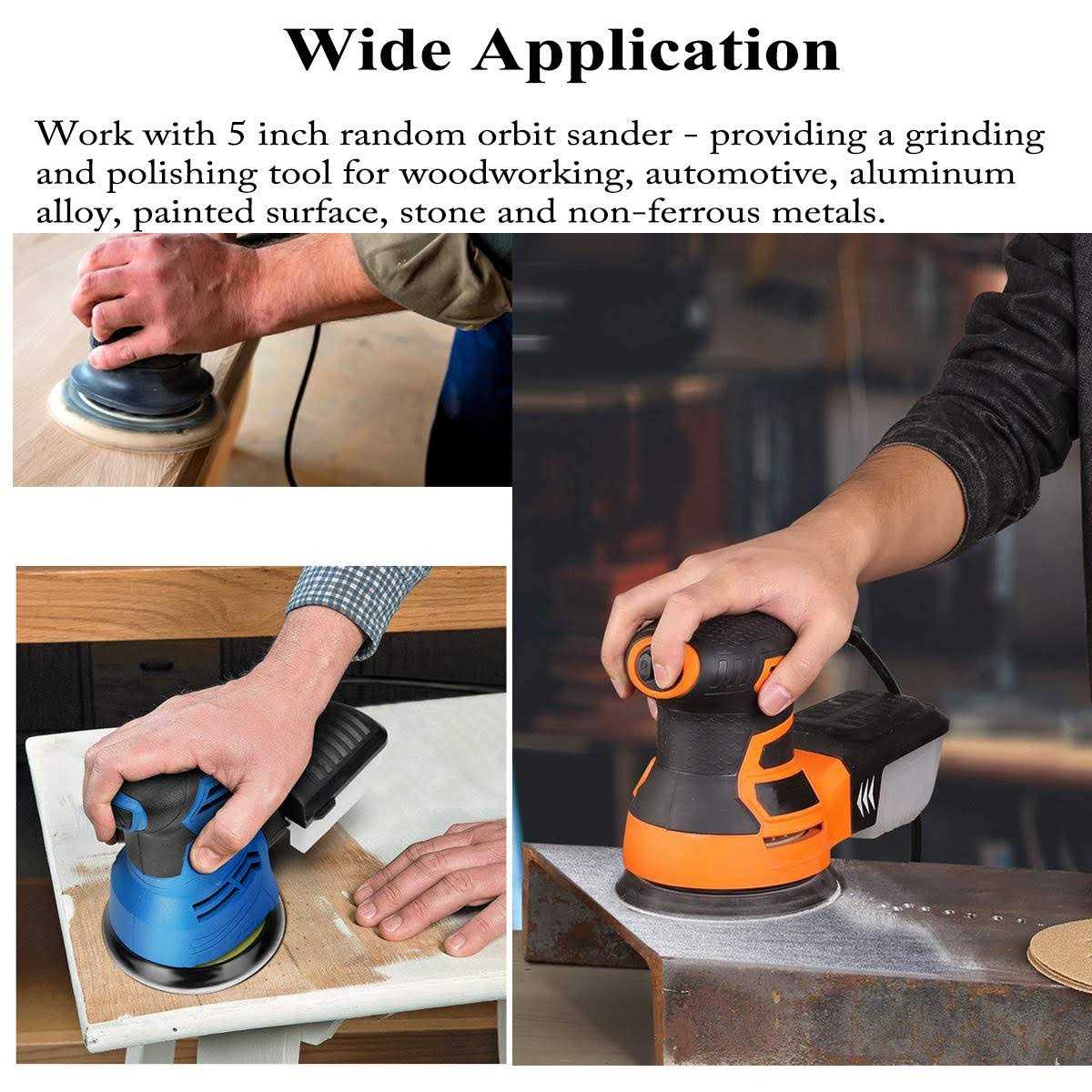 Aiyard 5-Inch 8-Hole Hook and Loop Sanding Discs Random Orbit Sandpaper - Image 4