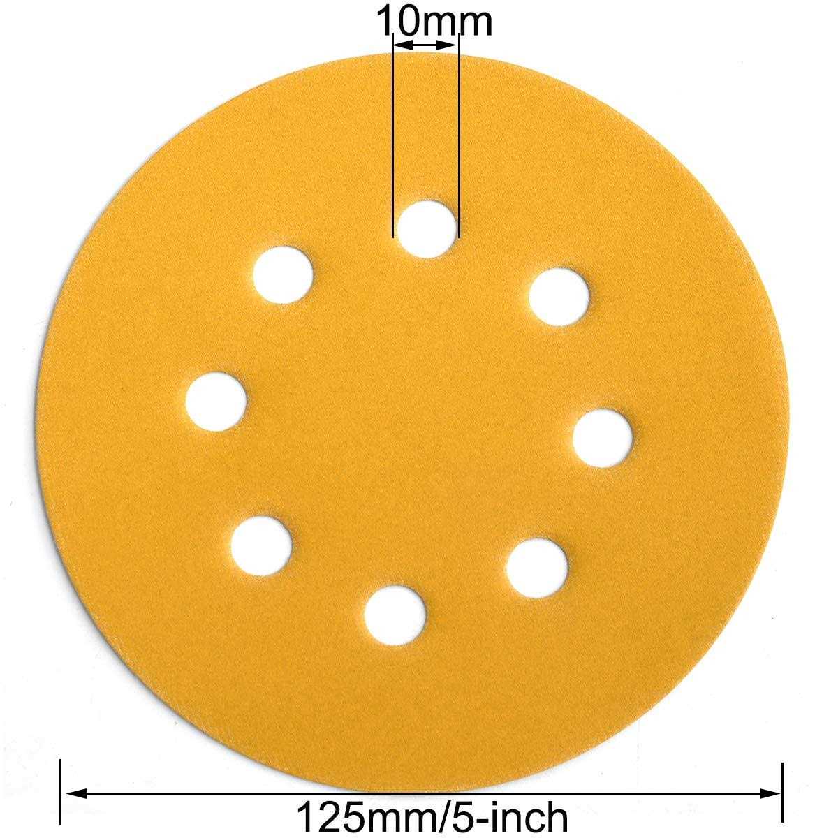 Aiyard 5-Inch 8-Hole Hook and Loop Sanding Discs Random Orbit Sandpaper - Image 4