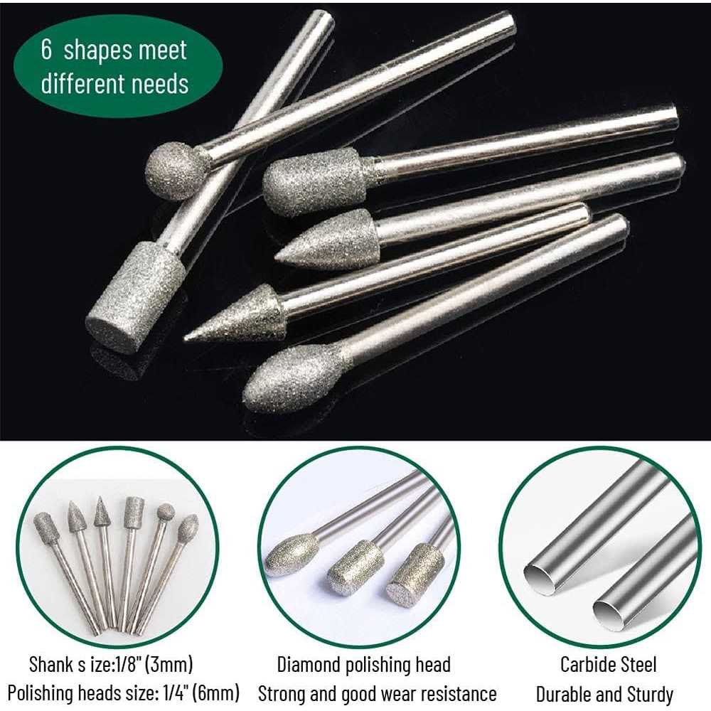 Stone Carving Set Diamond Burr Bits 20pcs Polishing Kits Rotary Tools Accessories with 1/8' Shank For Carving - Image 3