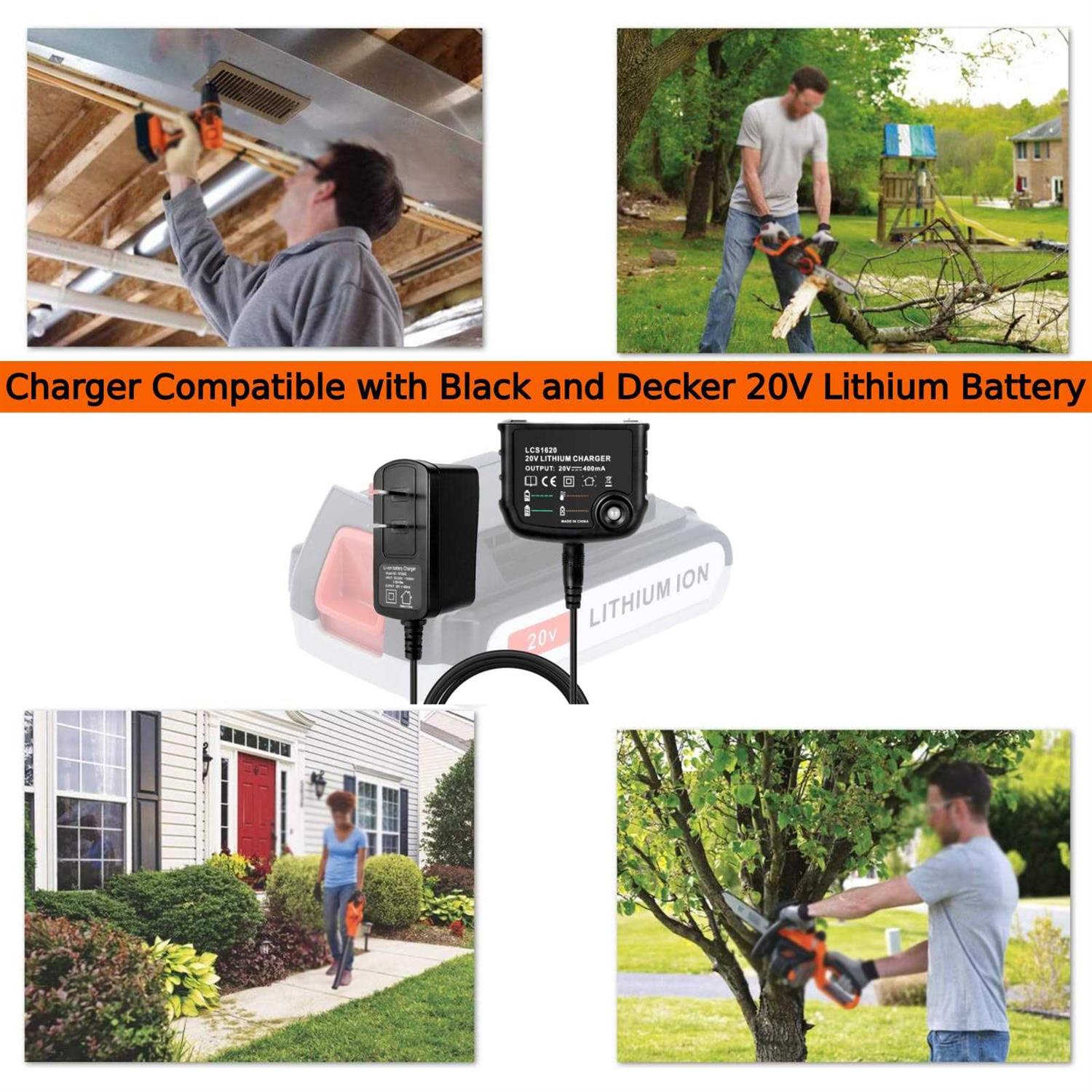 EPOWON LCS1620 Charger Compatible with Black and Decker 20V Lithium Battery Charger LBXR20 LBXR20-OPE LB20 LBX20 LBX4020 LB2X4020 LBXR2020-OPE - Image 2