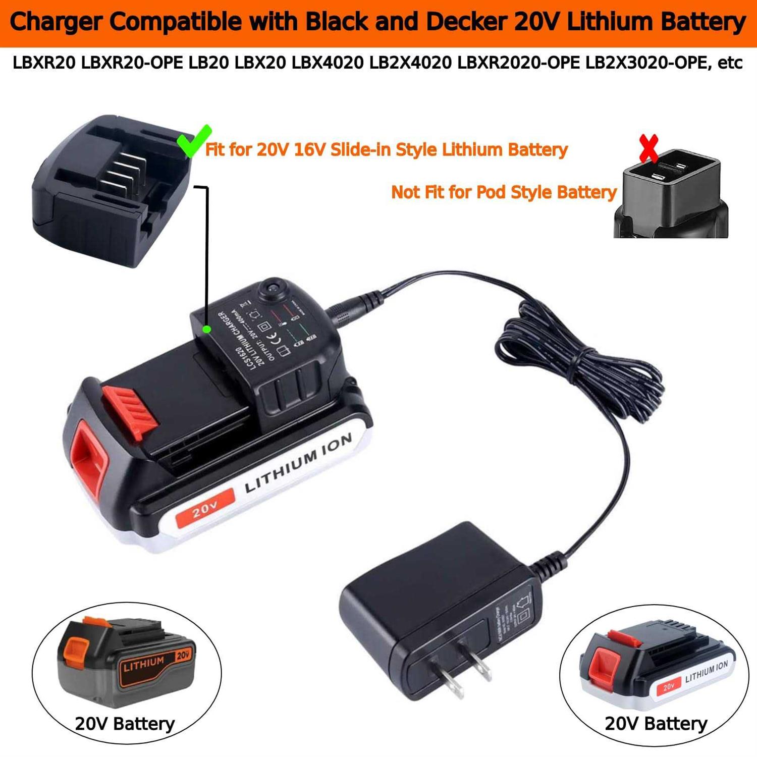 EPOWON LCS1620 Charger Compatible with Black and Decker 20V Lithium Battery Charger LBXR20 LBXR20-OPE LB20 LBX20 LBX4020 LB2X4020 LBXR2020-OPE - Image 3