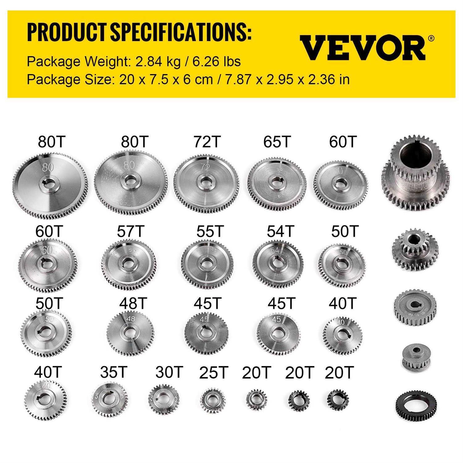 VEVOR 27PCS Metal Lathe Gears Precise Mini Lathe Replacement Gears including Box Gear Set - Image 4