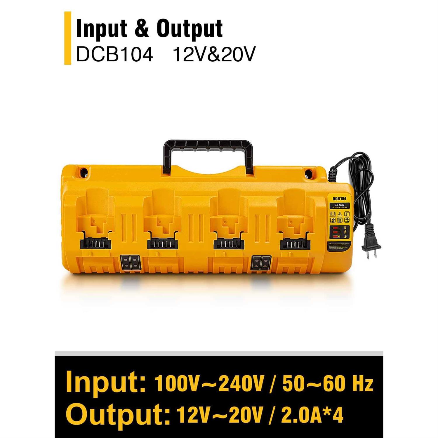 COOMYXIN DCB104 Replacement Charger Station for Dewalt 20V Batteries 4-Port Multi Battery Charger with 2 USB Ports - Image 3