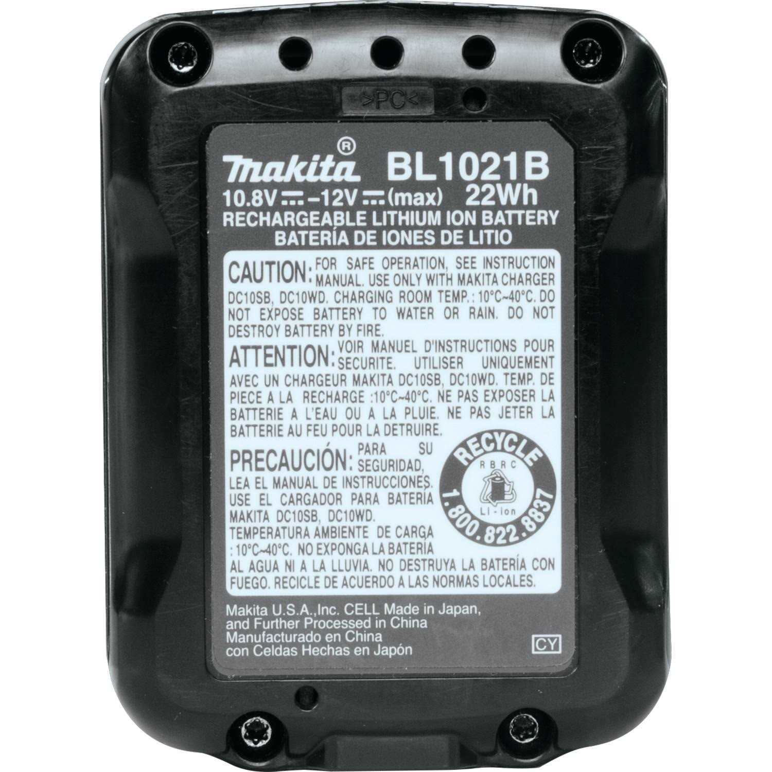 BL1021B Makita 12V Max CXT Lithium-Ion 2.0Ah Battery - Image 3