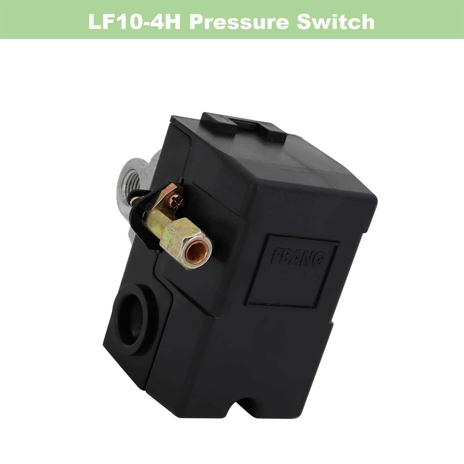 Gekufa Air Compressor Pressure Switch 95-125 PSI Control Unloader LF10-4H 95-125 PSI 20A 4 Port Pressure Control Switch Valve NPT 1/4 - Image 4