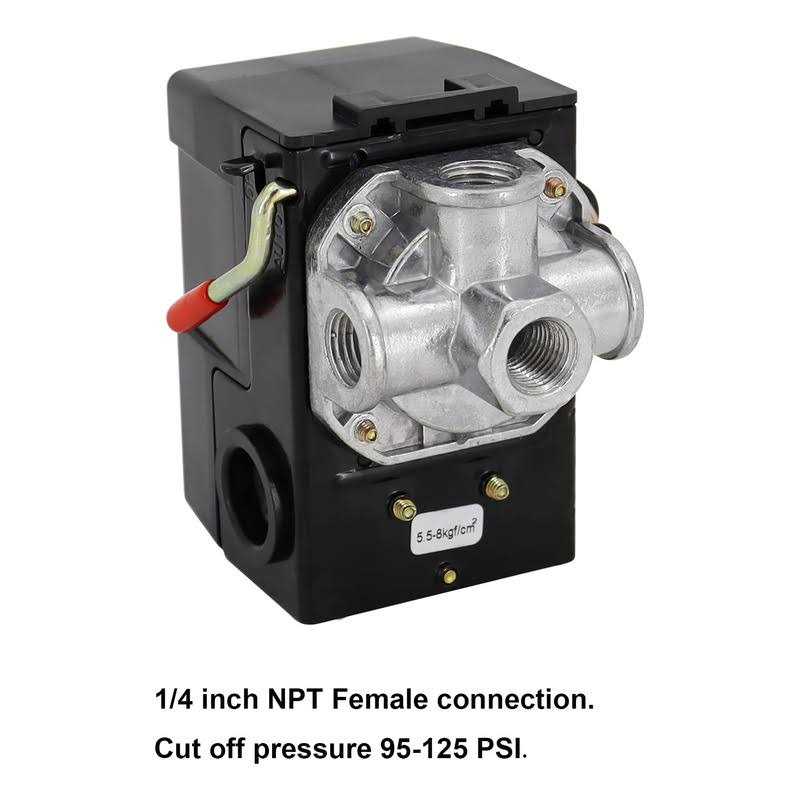Gekufa Air Compressor Pressure Switch 95-125 PSI Control Unloader LF10-4H 95-125 PSI 20A 4 Port Pressure Control Switch Valve NPT 1/4 - Image 5