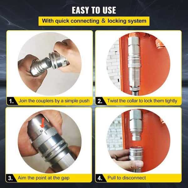 VEVOR Skid Steer Hydraulic Quick Connect 1/2 in. Body Hydraulic Coupler 1/2 in. NPT Hydraulic Coupling Quick Connect 2-Pairs - Image 4