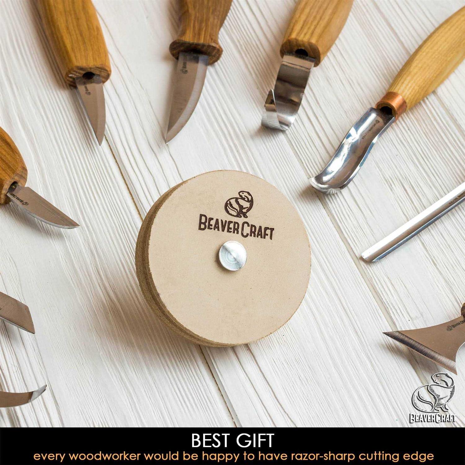 Beavercraft PW1 Sharpening Wheel Stropping 3 inch Wheel Leather Wheel Honing Wheel Leather Polishing Wheel Knife Sharpening Wheel Kit Leather - Image 3