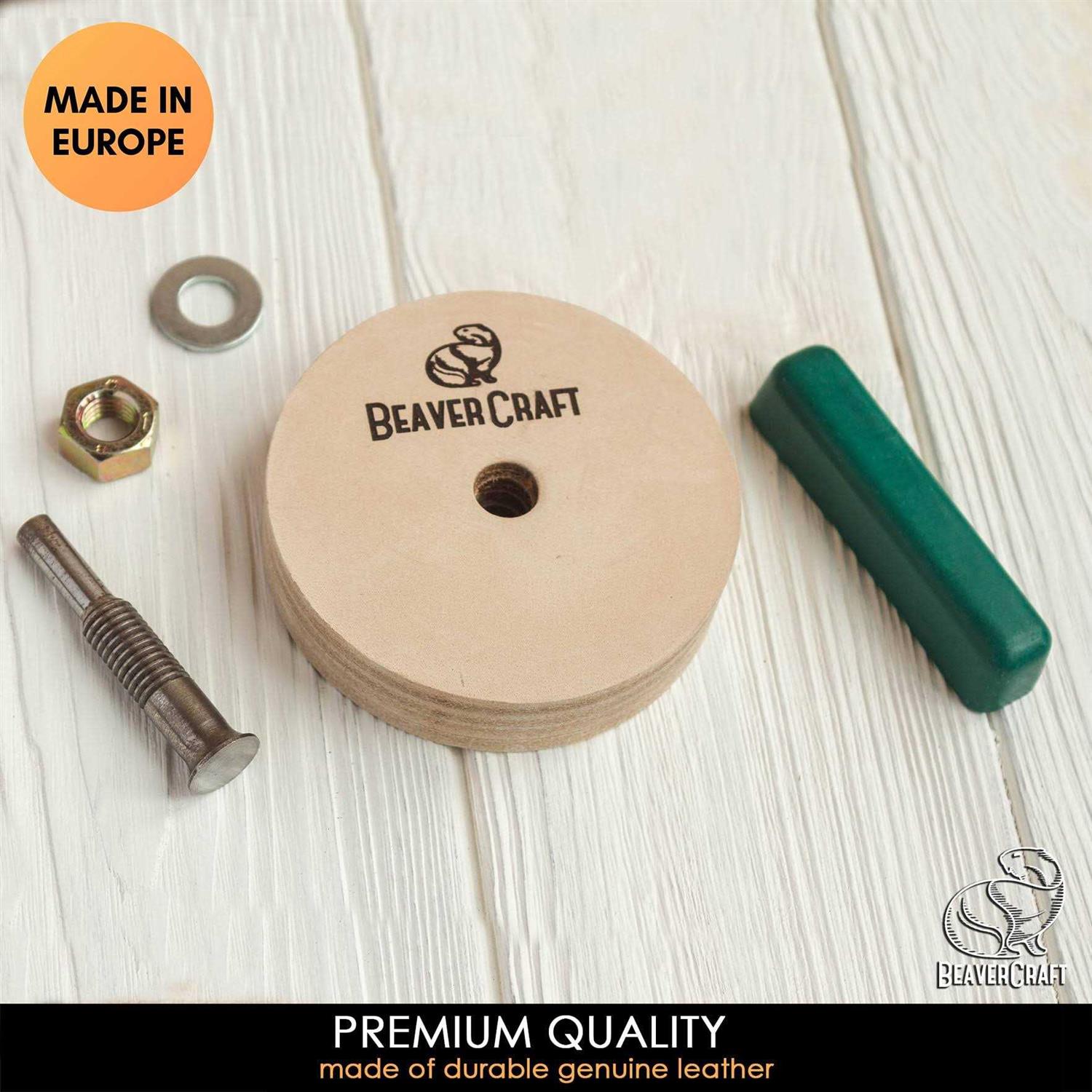 Beavercraft PW1 Sharpening Wheel Stropping 3 inch Wheel Leather Wheel Honing Wheel Leather Polishing Wheel Knife Sharpening Wheel Kit Leather - Image 5