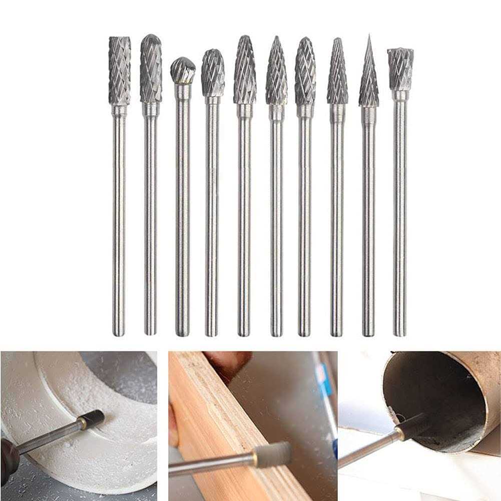 AYSUM 10pcs 1/8 Shank Long Double Cut Tungsten Carbide Burrs for Dremel Rotary Burr Bits Rotary Files Burr Set for Die Grinder Rotary Tool - Image 3