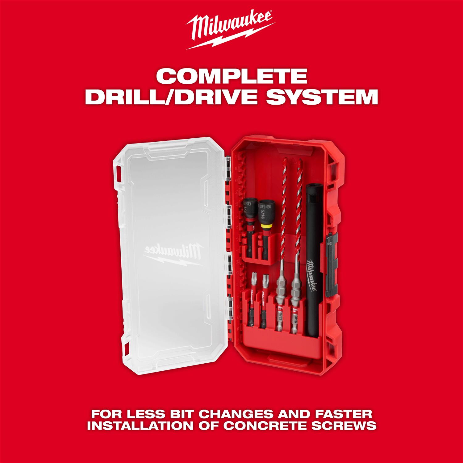 Milwaukee SHOCKWAVE Impact Duty Carbide Hammer Drill Bit Concrete Screw Install Kit 7pc - 48-20-9097 - Image 3