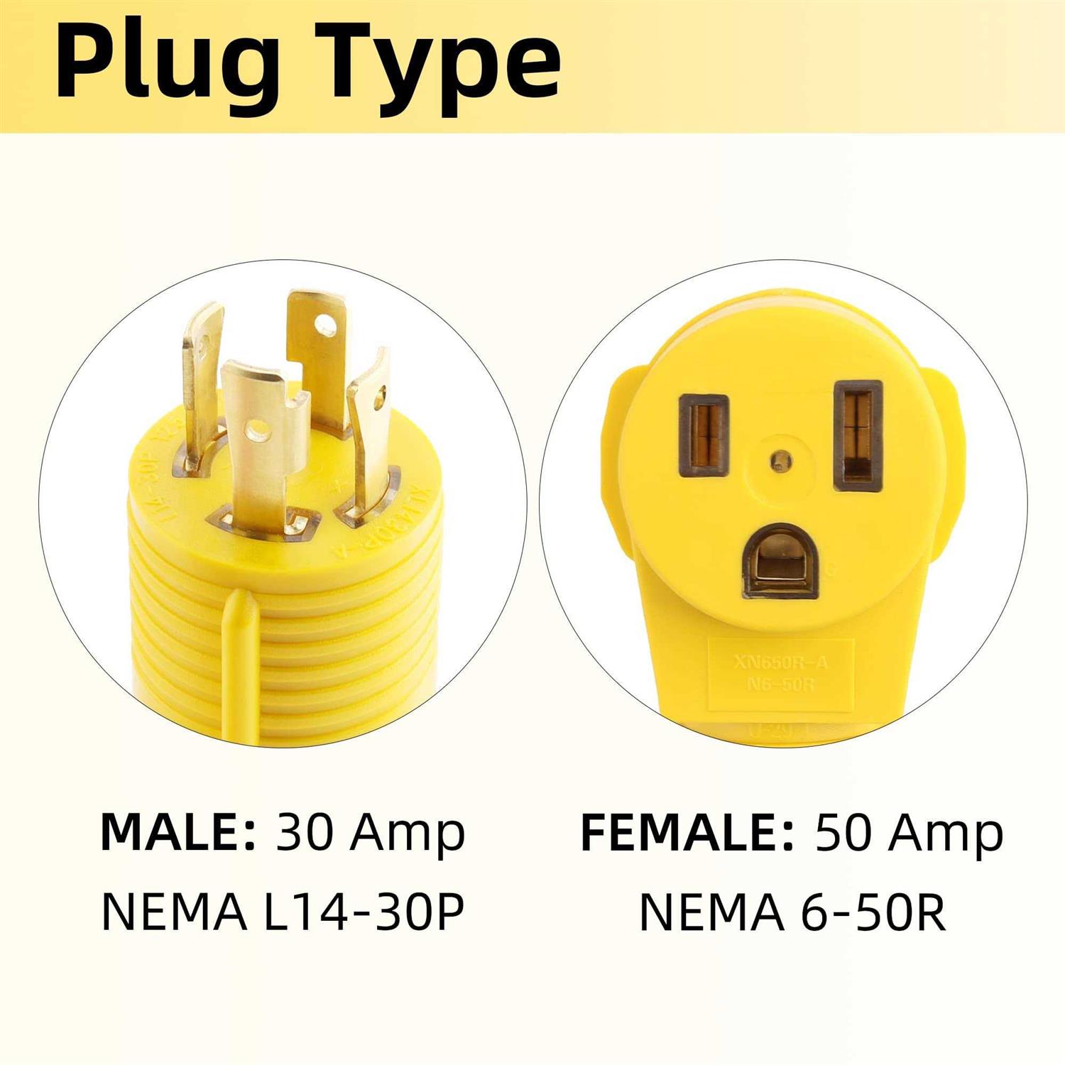 Flameweld Welder Adapter Cord L14-30P Locking Male Plug to 6-50R Female Plug - Image 5