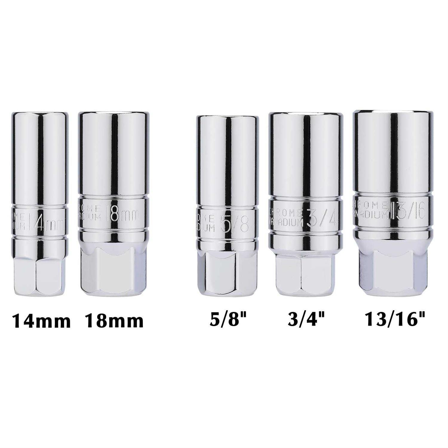 EMENTOL 5PCS 3/8 Drive Spark Plug Socket Set, CR-V, SAE and Metric - Image 4