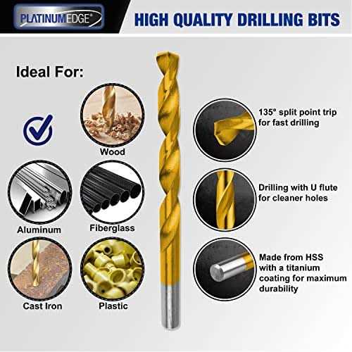 PLATINUMEDGE 276pc titanium twist drill bit set with S2 Bits 135° tip high speed steel - Image 3
