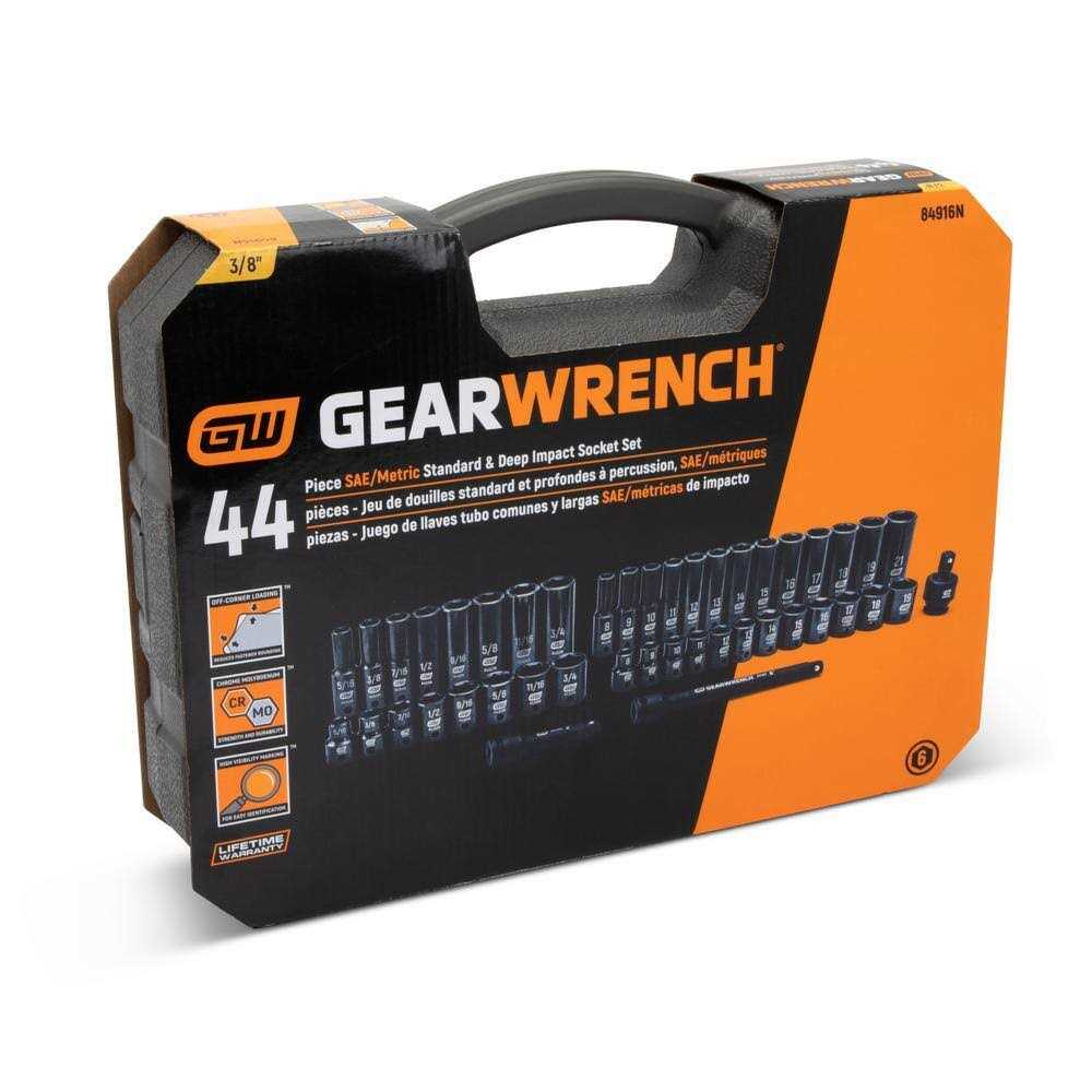 GearWrench 3/8 Drive 6 Point Standard&Deep Impact SAE/Metric Socket Set-44 Pc 84916N - Image 3