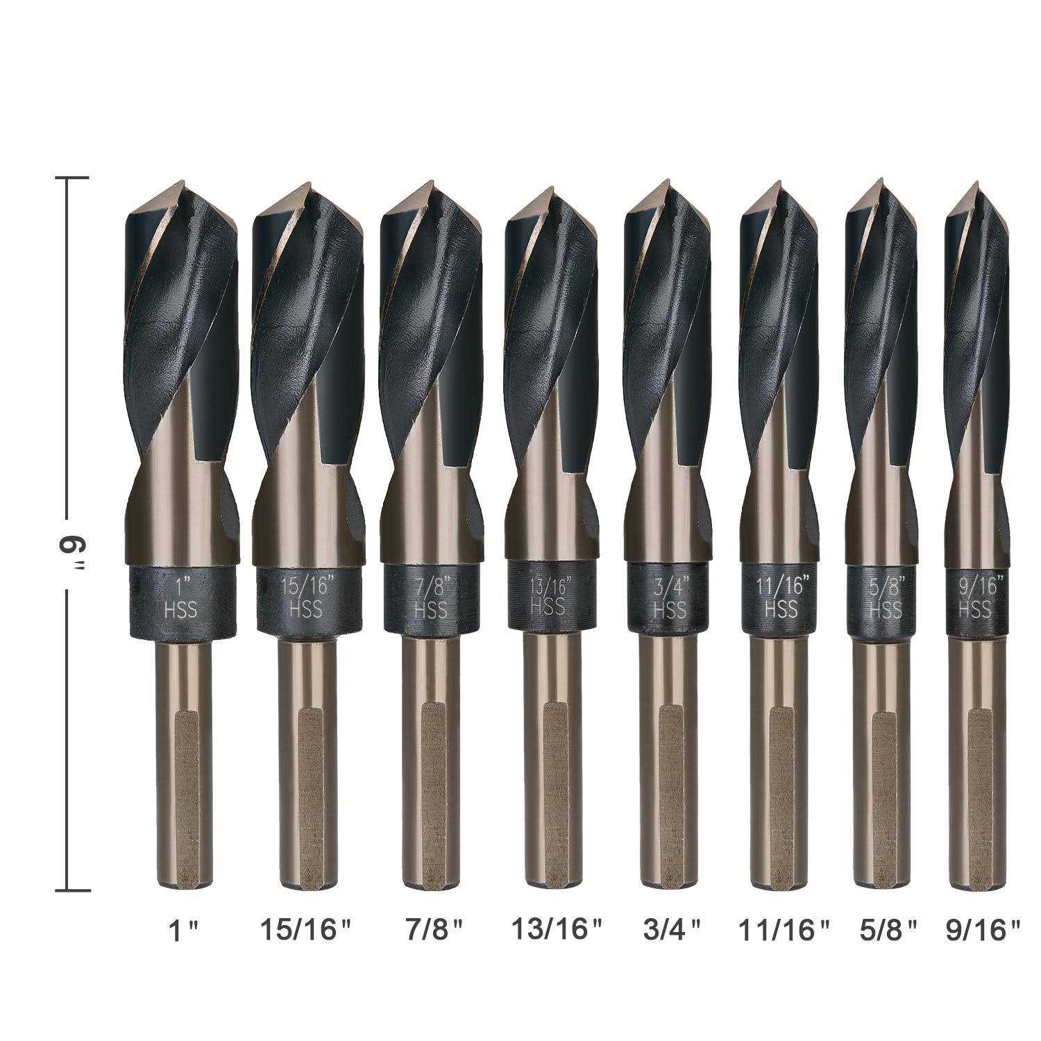 EFFICERE 8-Piece Premium 1/2” Reduced Shank Silver and Deming Large Drill Bit Set in Aluminum Carry Case - Image 4