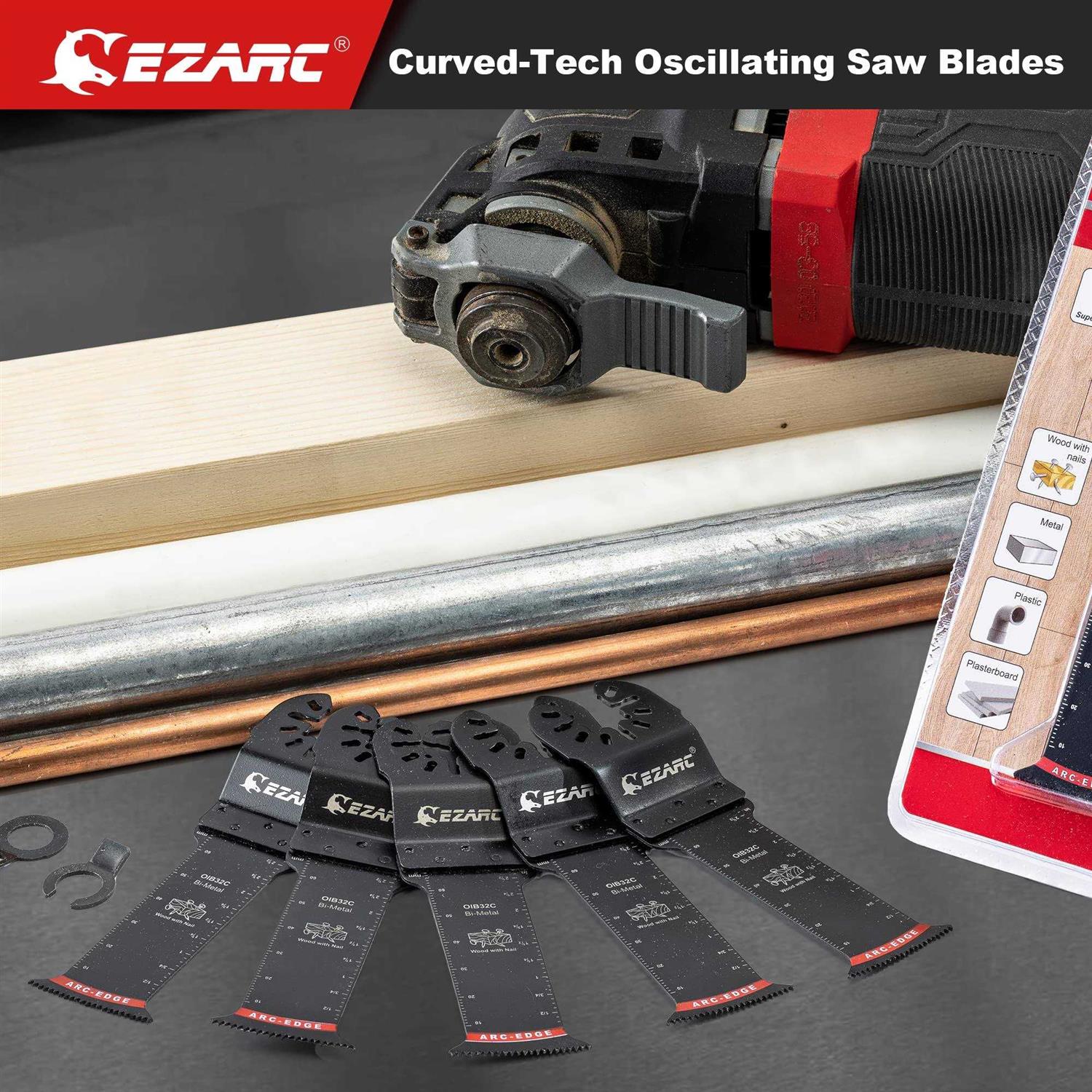 EZARC Extra Long Oscillating Saw Blades 5PCS Arc Edge Bi-Metal Multitool Blades Precise Cut for Wood with Nails - Image 4