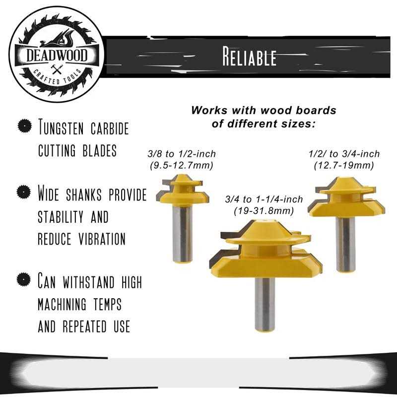 DCT 45 Degree Locking Miter Bits 3Pc 1/2in Wood Router Bits for Box Building - Image 4