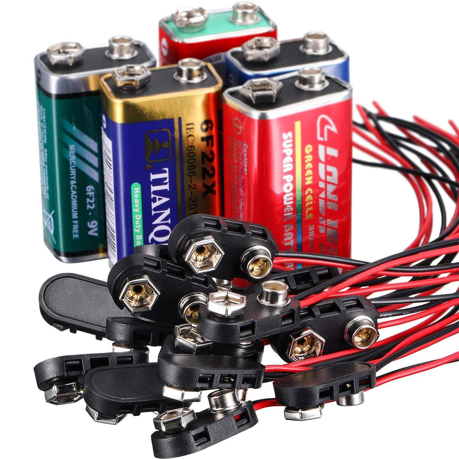 BBTO 20 Pack 9 V Battery Clip Connector Long Cable Connection Hard Shell Black Red Connector - Image 3