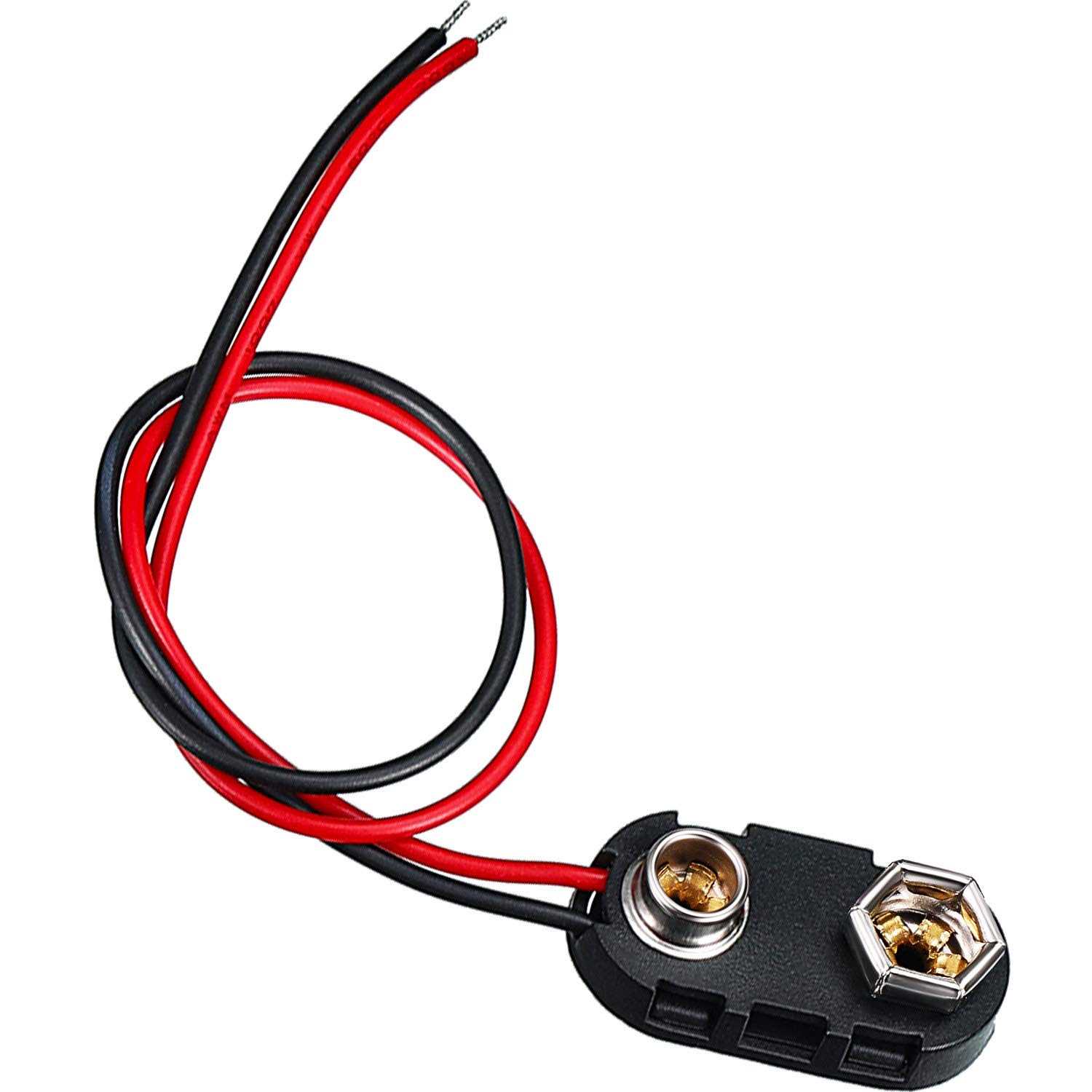 BBTO 20 Pack 9 V Battery Clip Connector Long Cable Connection Hard Shell Black Red Connector - Image 5
