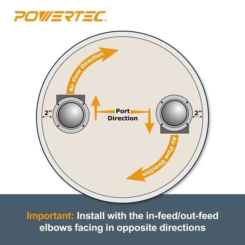 Powertec 70292 4-Inch Cyclone Dust Collection Elbows and Couplers Separator Kit for Woodworking Debris Containers, Buckets and Barrels - Image 3