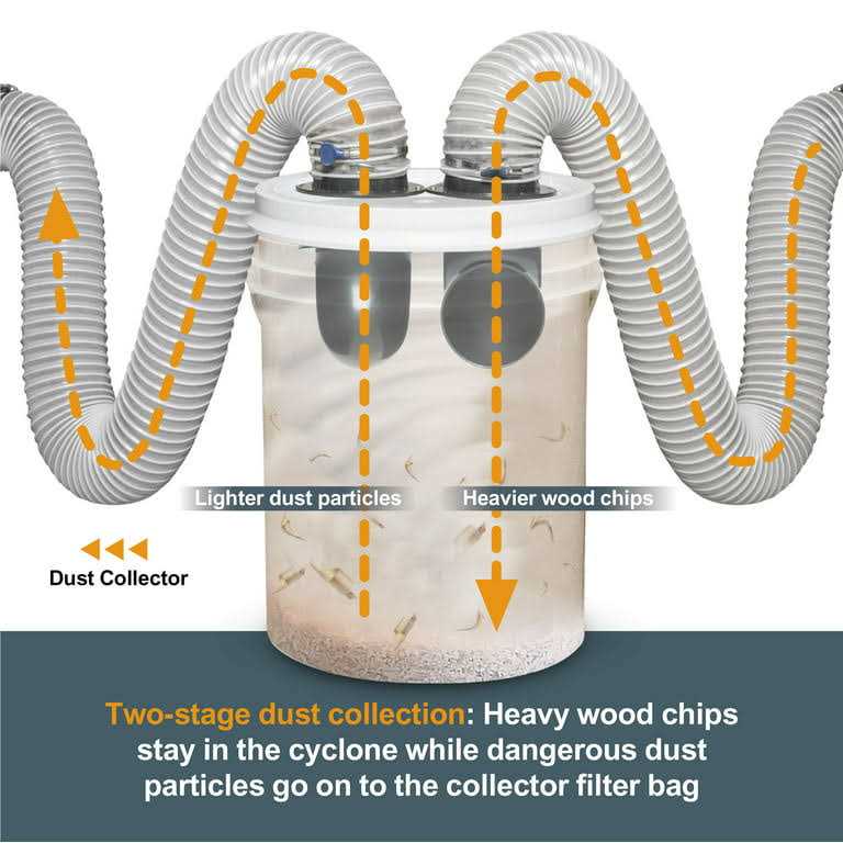 Powertec 70292 4-Inch Cyclone Dust Collection Elbows and Couplers Separator Kit for Woodworking Debris Containers, Buckets and Barrels - Image 5