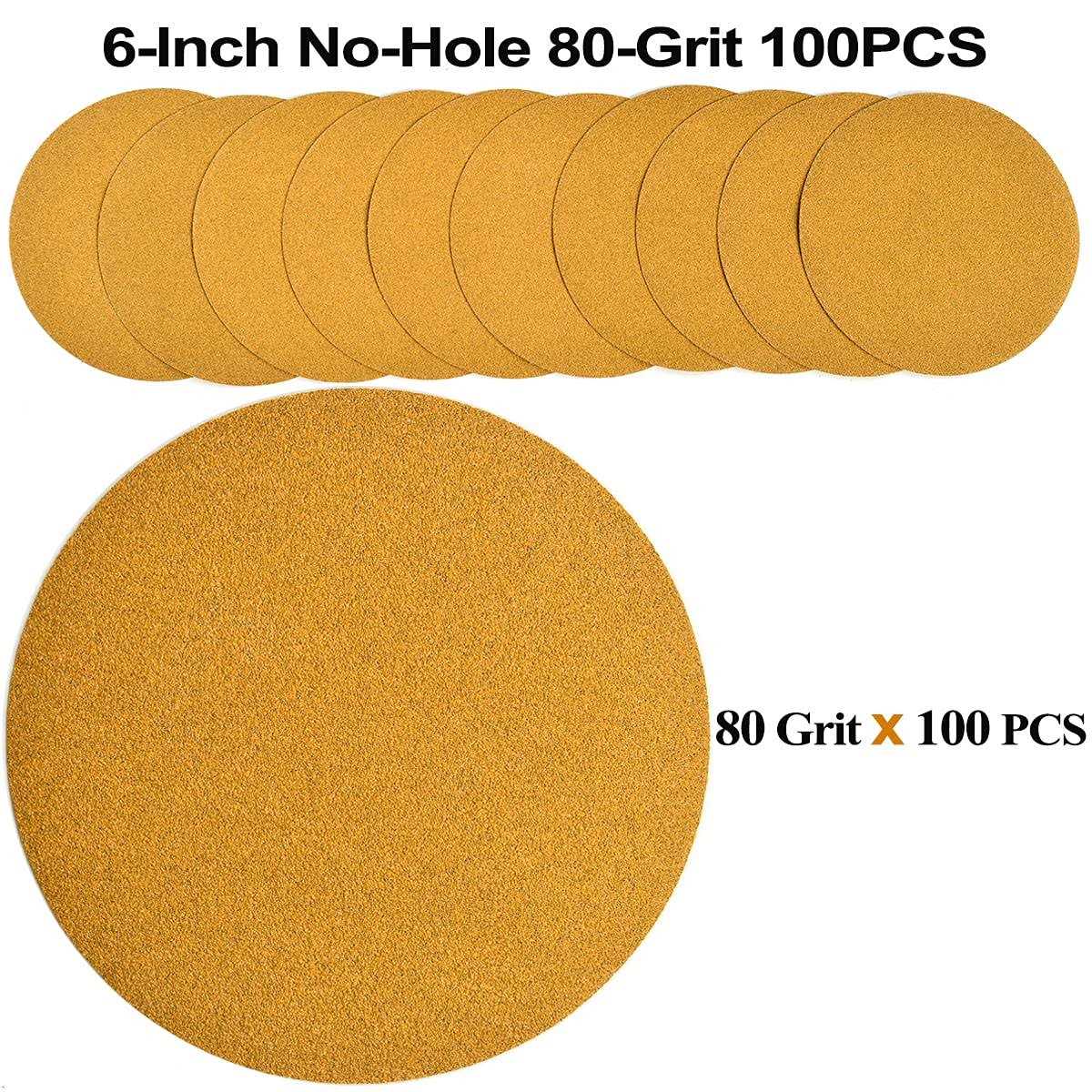 Aiyard 6-inch No-hole Hook and Loop Sanding Discs Random Orbital Sandpaper for Automotive and Woodworking - Image 3