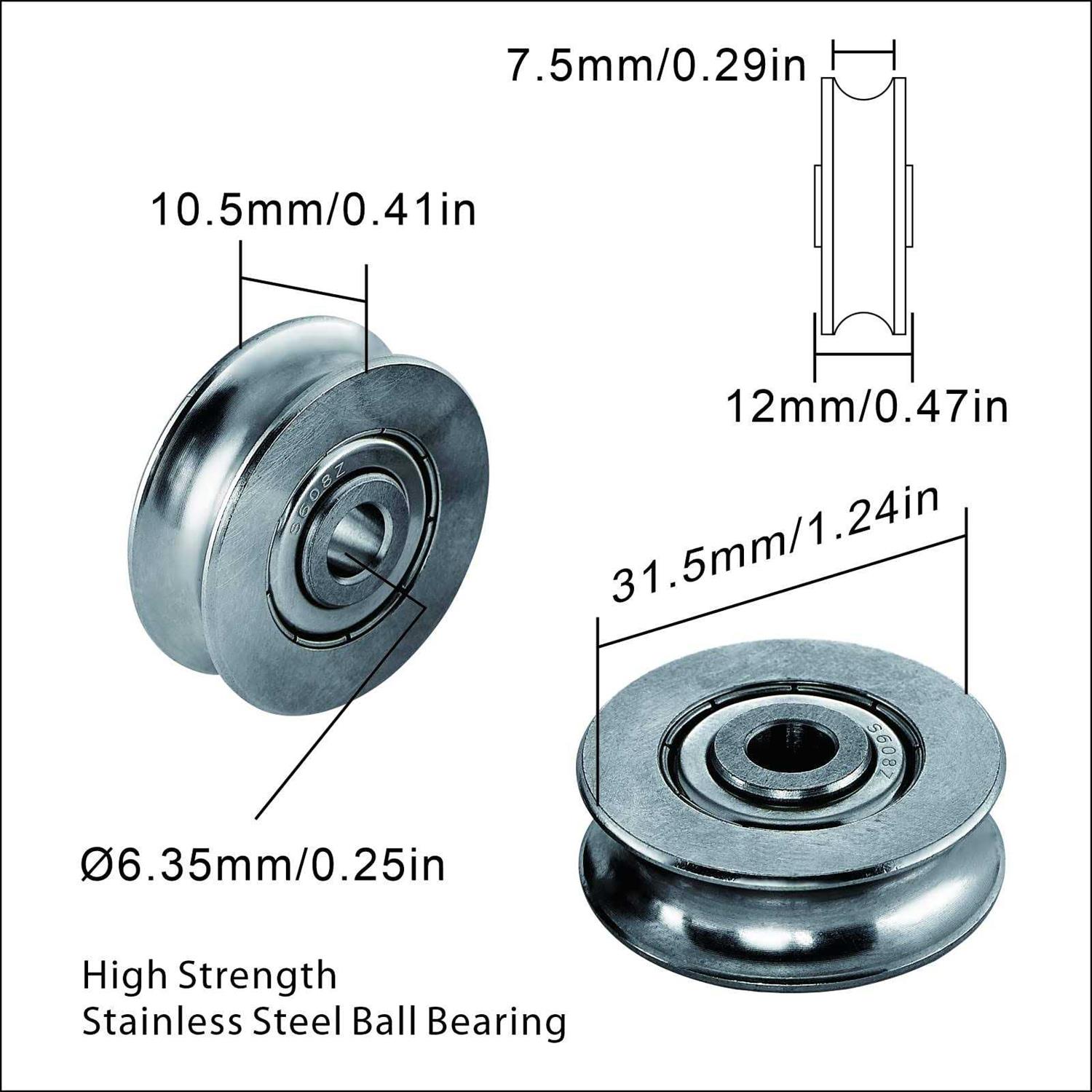CTSC Stainless Steel 5mm Deep U Groove Ball Bearings Pack of 2 - Image 2