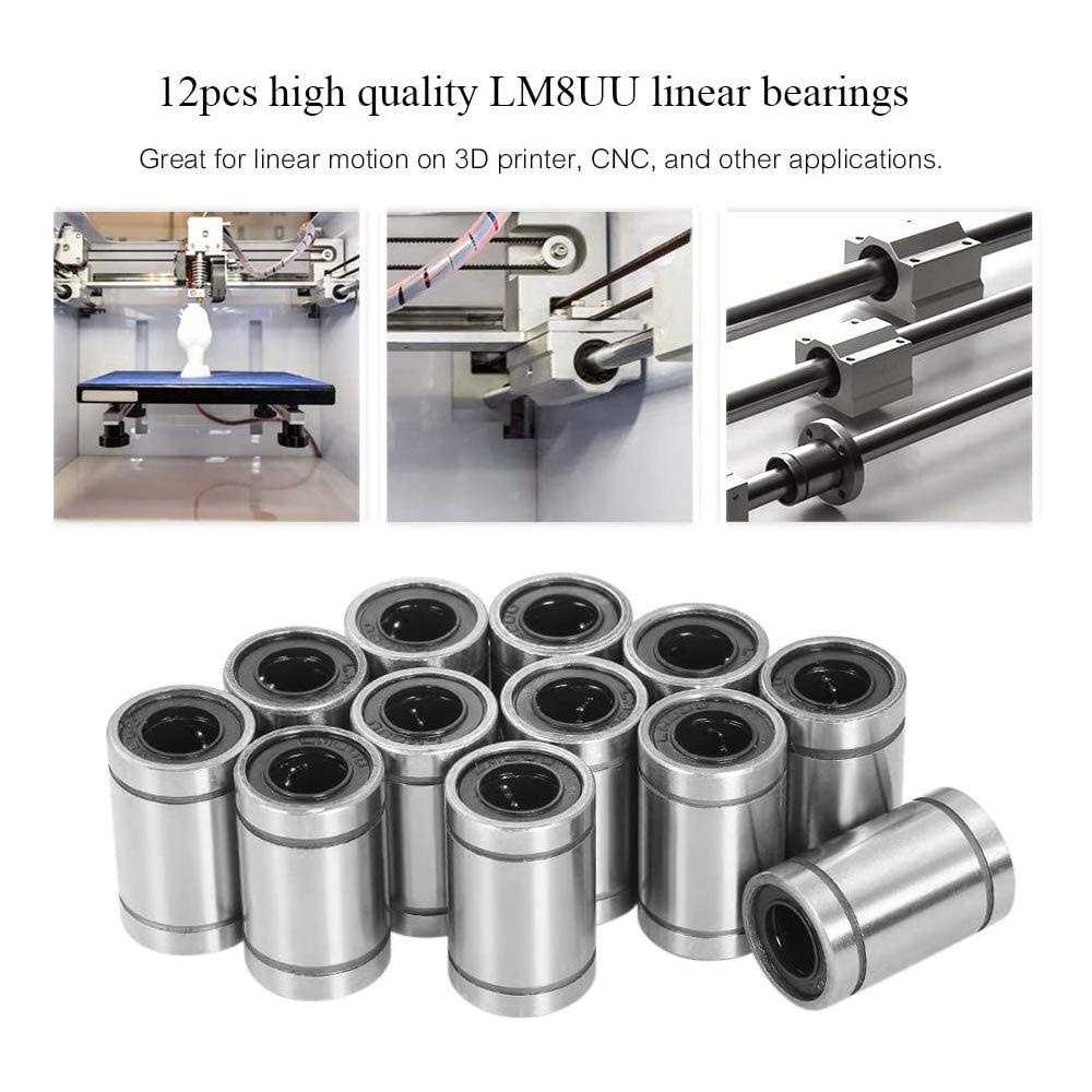Edoneery 12 Pcs LM8UU Linear Ball Bearings 8mm Bore Dia 15mm OD - Image 3