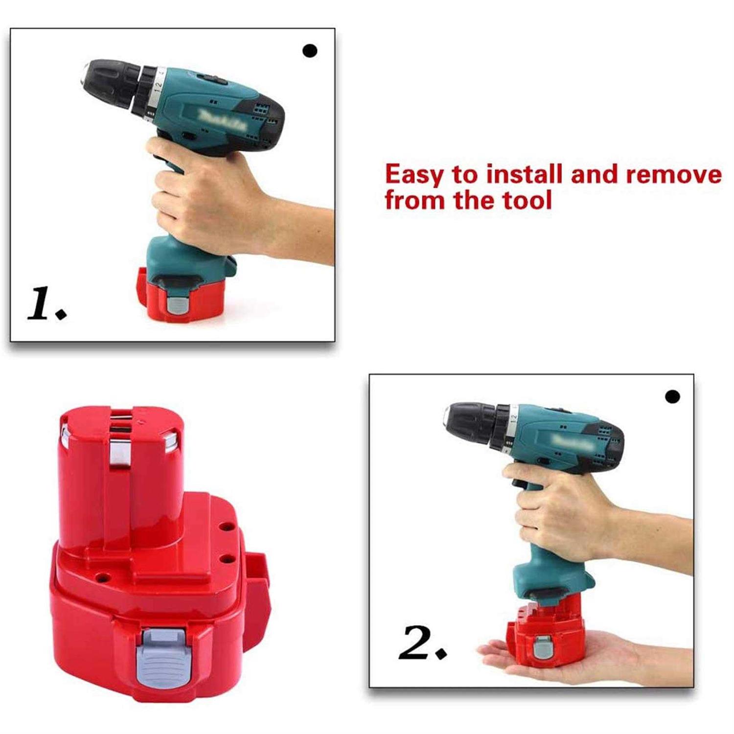 Boetpcr 2 Packs 12 Volt 3600mAh Replacement Battery Compatible with Makita 12V Battery Ni-mh 1200 1220 1201 PA12 1222 1233S 1233sa 1233sb 1235 192681-5 - Image 4