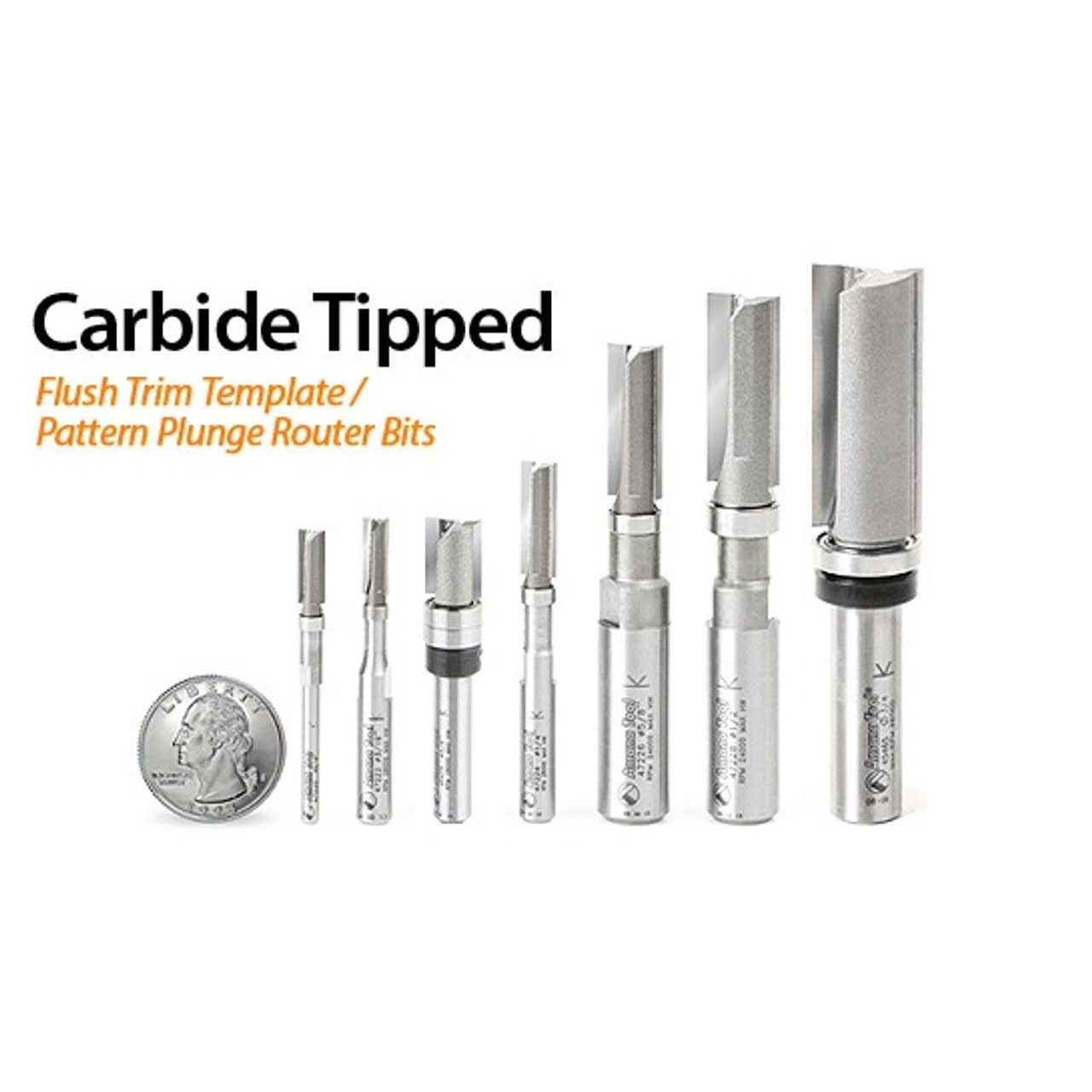 Amana Tool 45366 Carbide Tipped Flush Trim Plunge Template 3/4 D x 2 CH x 1/2 Inch SHK w/Upper Ball Bearing 2 Flute Router Bit Amana 45366 - Image 4