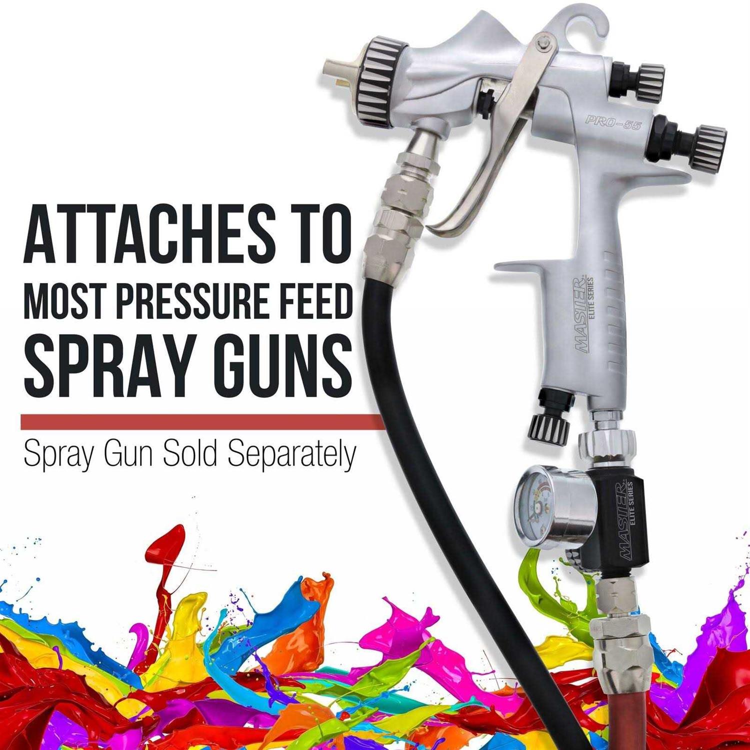 Master Elite Series 25 Foot Air and Fluid Hose Assembly Set with Fittings for Spray Guns - Image 4