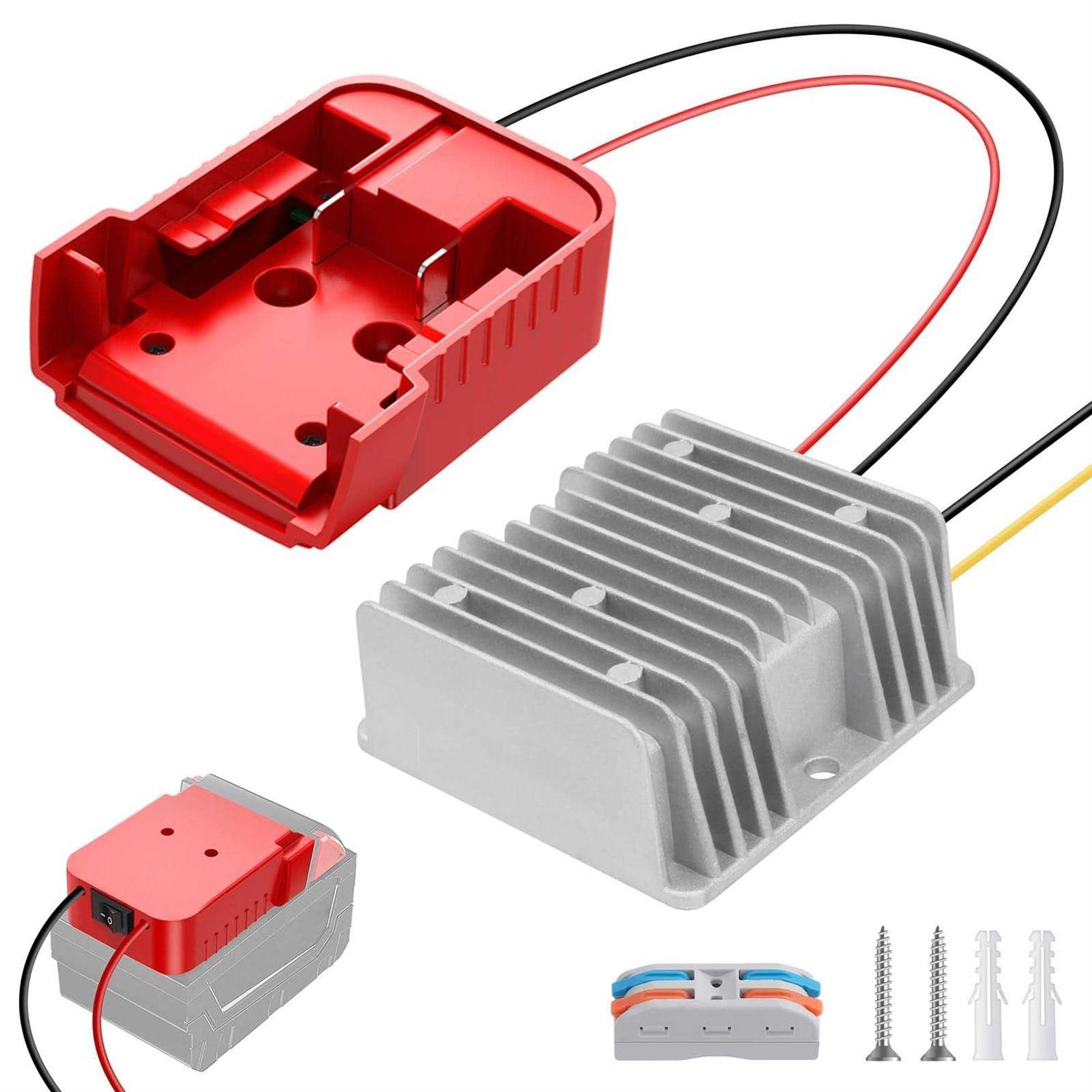 DC Power Aadpter for Milwaukee M18 Battery 18V to 12V Step Down Voltage Converter 15A MAX 180W Inverter Automatic Buck Converter DC Voltage