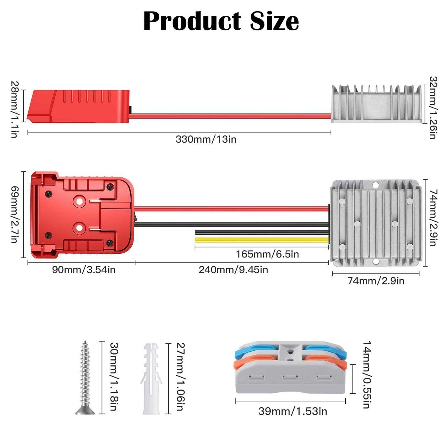 DC Power Aadpter for Milwaukee M18 Battery 18V to 12V Step Down Voltage Converter 15A MAX 180W Inverter Automatic Buck Converter DC Voltage - Image 4