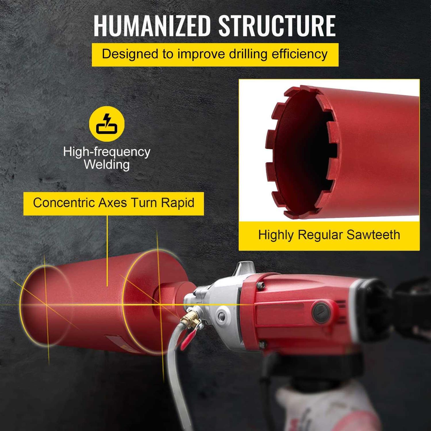 VEVOR Diamond Core Drill 6/152mm Diameter Core Drill Bit 14/355mm Concrete Core Drill Bit - Image 4