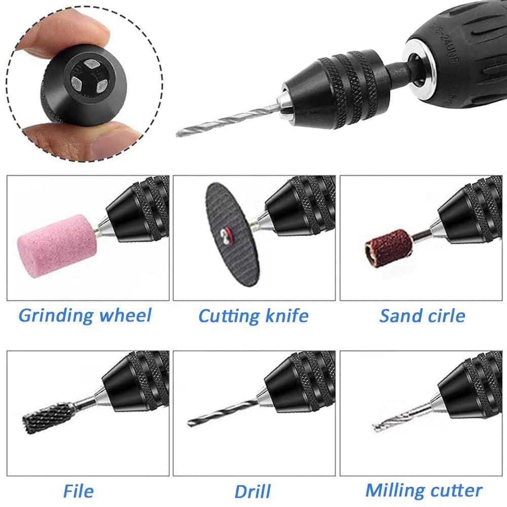 Eyech 0.3-6.5mm Keyless Drill Chuck Conversion Adapter with 1/4 Inch Hex Shank - Image 3