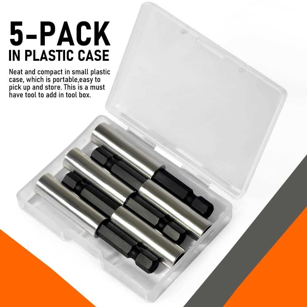 TEKPREM 1/4 Strong Magnetic Extension Bit Holder 5 Pack Hex Shank Screwdriver Bit Driver Set with Portable Case for Holding Screwdriver Bits and - Image 5