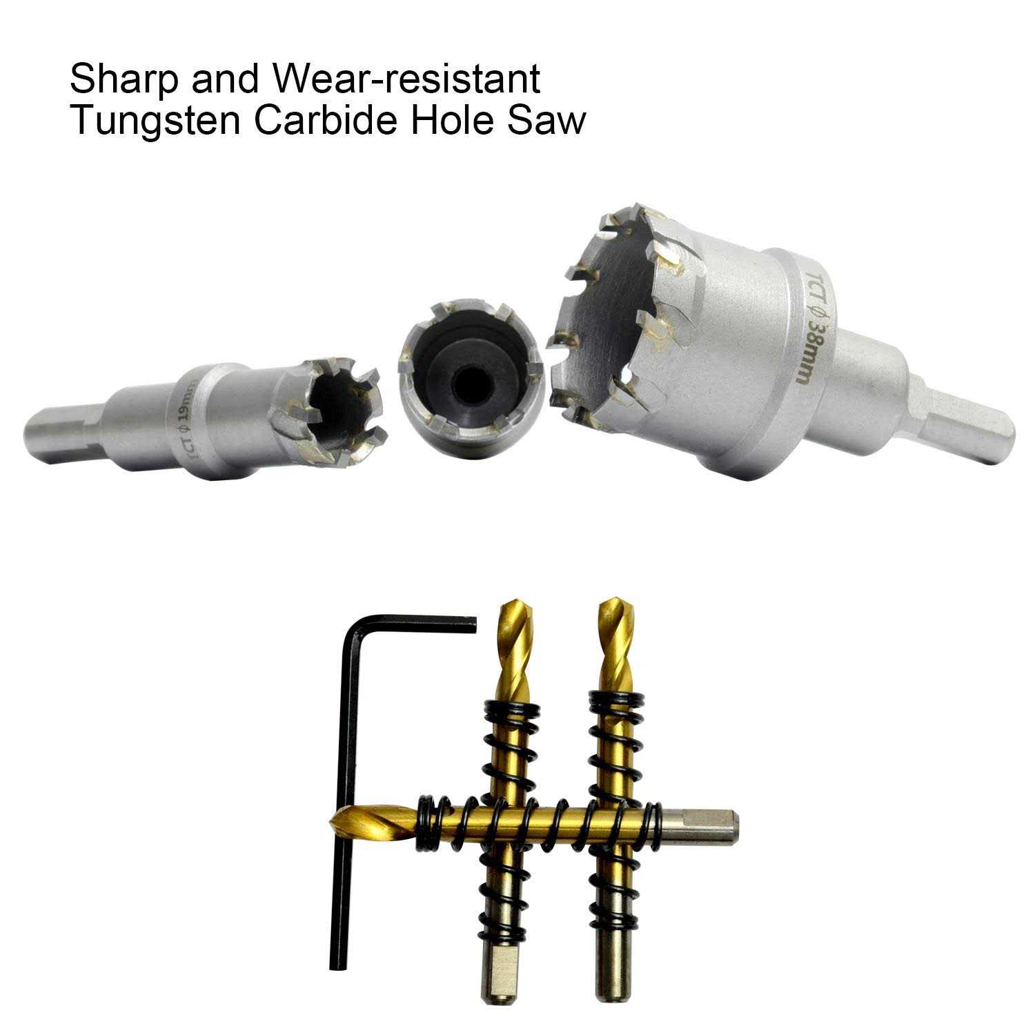 ASNOMY Tungsten Carbide Tipped Hole Saw Drill Bit for Hard Metal 1 Inch T.C.T Hole Saw Cutter with 2pcs Titanium-Plated Pilot Drill Bit for Metal - Image 4