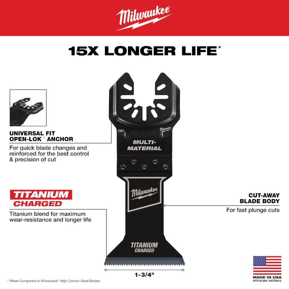 Milwaukee OPEN-LOK 1-3/4 Titanium Bi-Metal Blades 49-25-1263 - Image 4