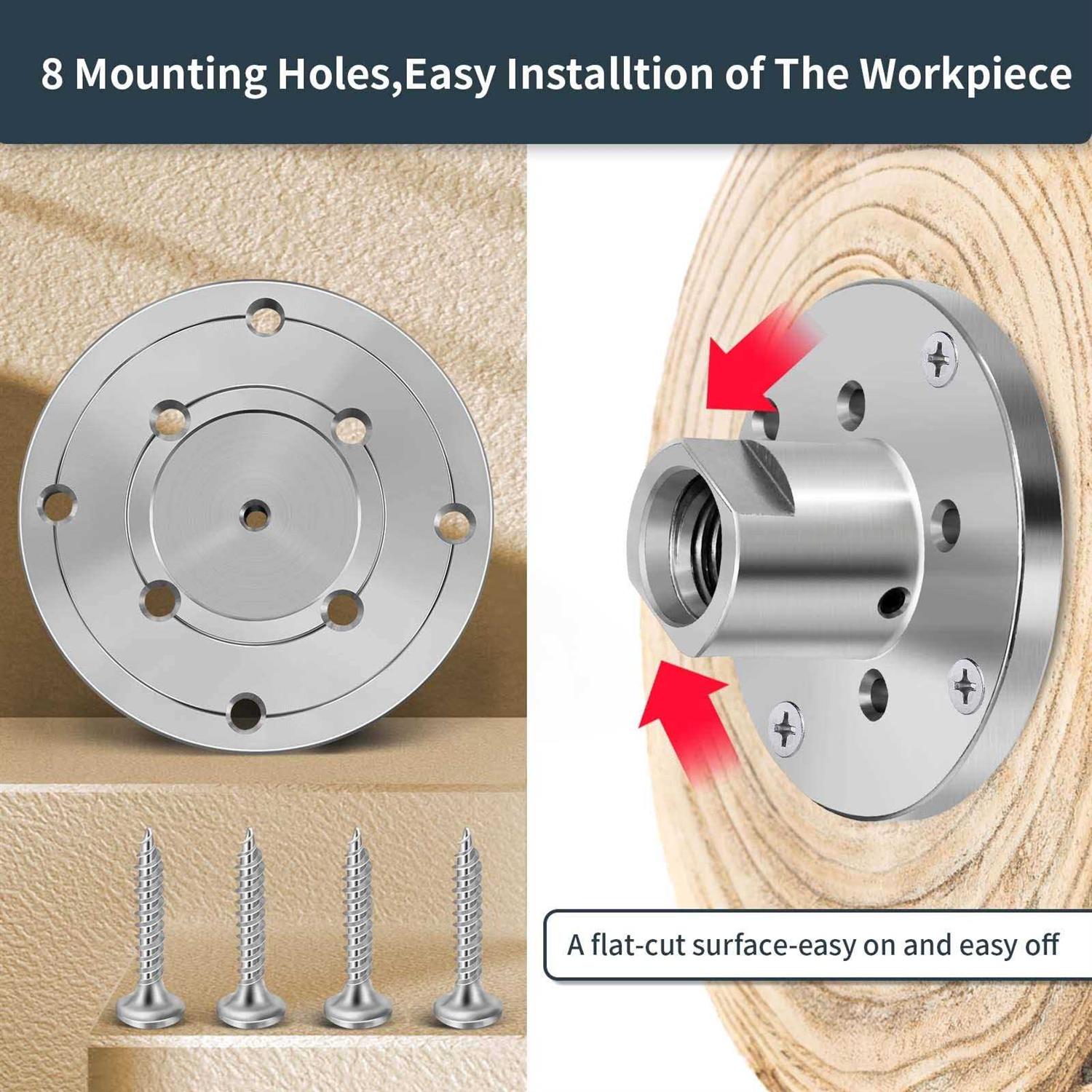 SENDUO Woodworking 4 Lathe Faceplate with Screwchuck,for 1 x 8TPISpindle - Image 4