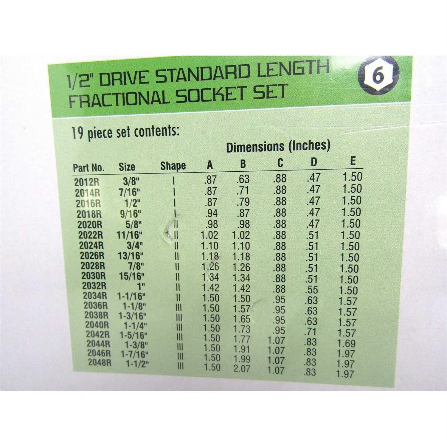 Grey Pneumatic 1/2 Drive 19-Piece Standard Length Fractional Master Socket Set 1319 - Image 3