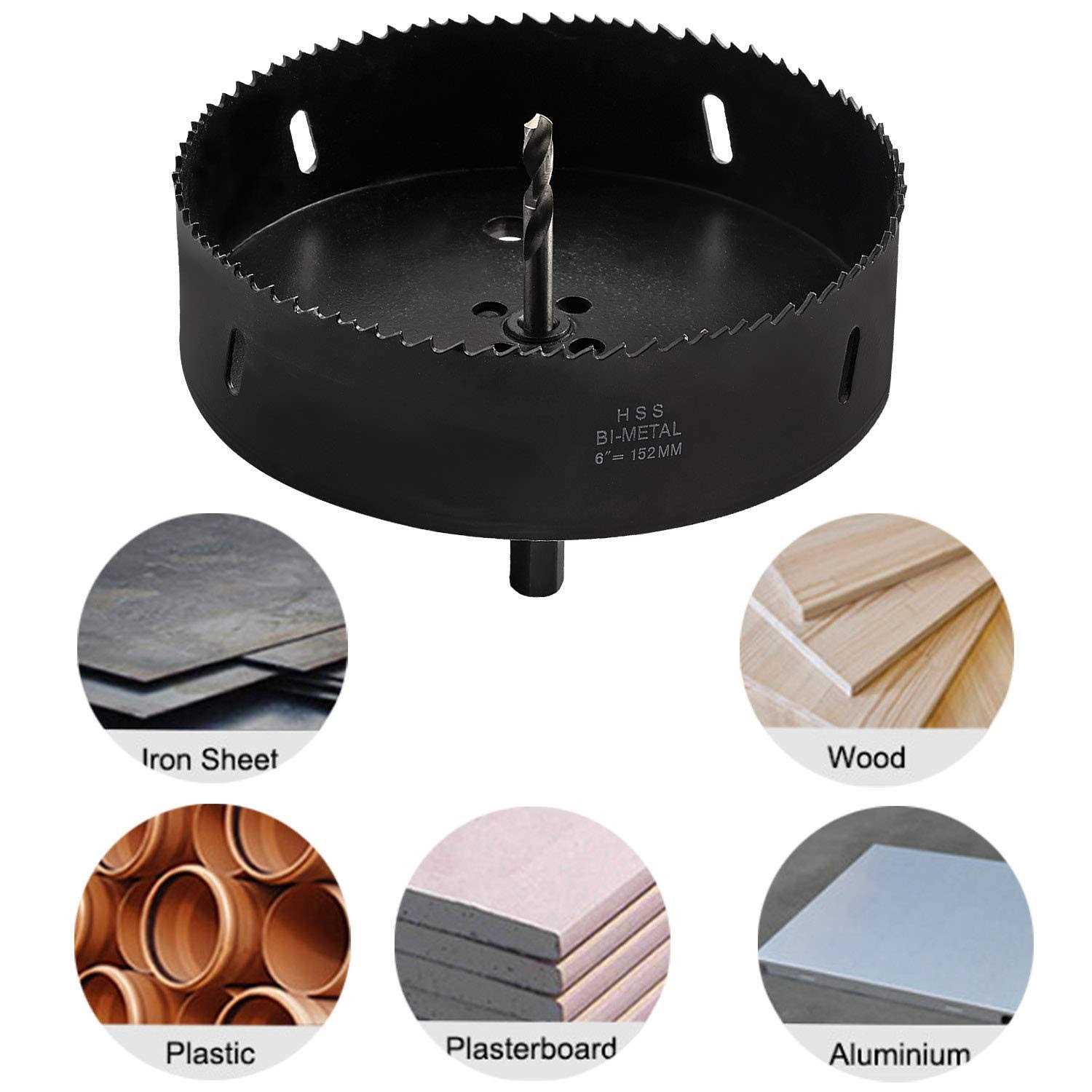 CPROSP 6 inch/152mm Hole Saw Heavy Duty Bi-Metal HSS Hole Saw for Cornhole Boards - Image 2