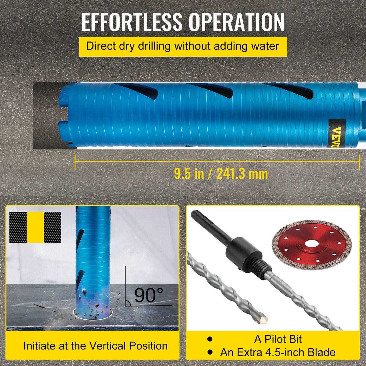 VEVOR Core Drill Bit 2 / 50.8 mm Diameter 5/8-11 Threaded - Image 4