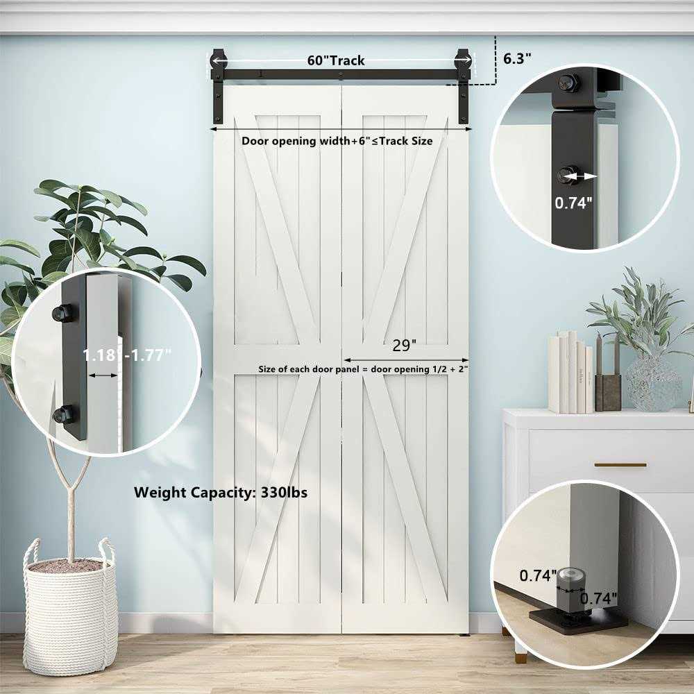 LTIYITL Bi-Folding Sliding Barn Door Hardware,Smoothly and Quietly-Heavy Duty-Simple and Easy to Install for 2 Doors Hardware Kit - Image 3