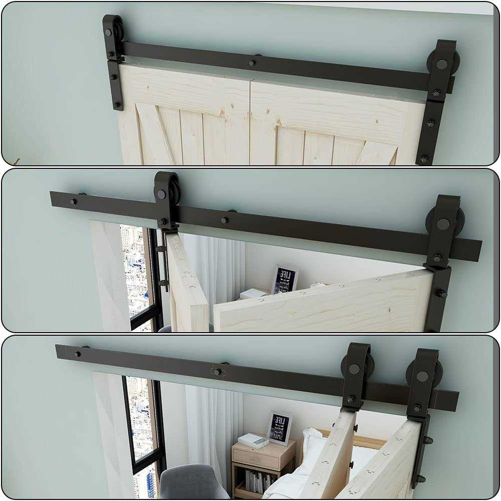 LTIYITL Bi-Folding Sliding Barn Door Hardware,Smoothly and Quietly-Heavy Duty-Simple and Easy to Install for 2 Doors Hardware Kit - Image 3