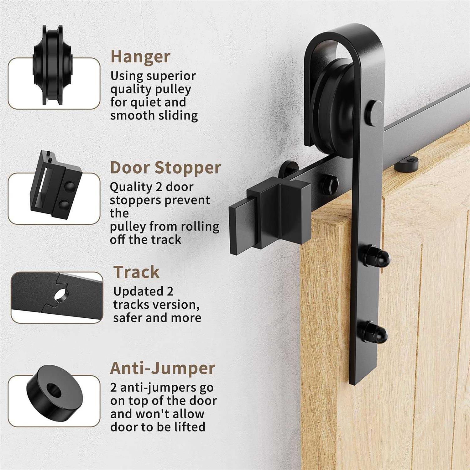 HomLxclx Homlux Heavy Duty Sturdy Sliding Barn Door Hardware Kit Single Door - Image 4